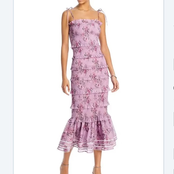 V. Chapman Lilac Tapestry Rose Tiered Geranium Dress SIZE 0 - Picture 3 of 6